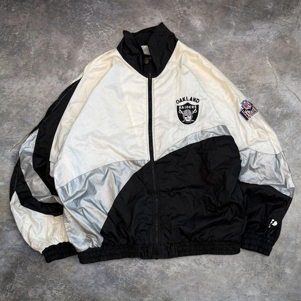 Vintage Oakland Raiders ProPlayer Windbreaker Full Zip Jacket Men's XL 90s Y2K